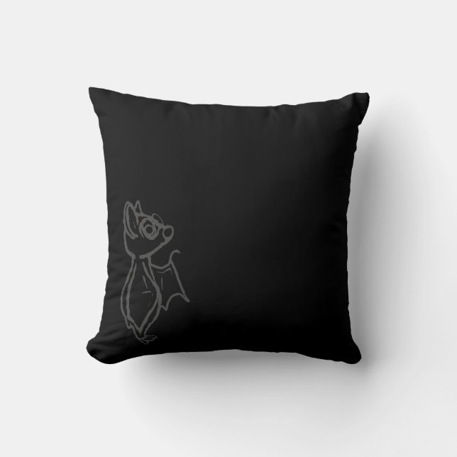 Cojín Decorativo Black Blinky Bat outlined Throw Pillow (Anverso)