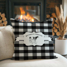 Cojín decorativo Black Buffalo Plaid Farm Cow