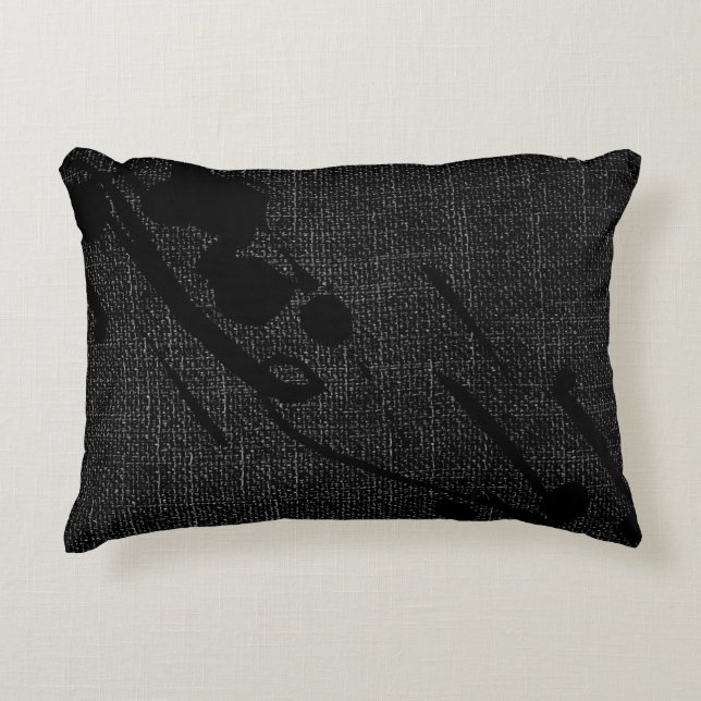 Cojín Decorativo Black Burlap Modern Abstract Paint (Anverso)