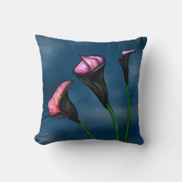 Cojín Decorativo Black Calla Lilies Pink Center