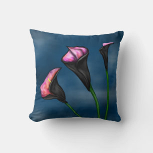 Cojín Decorativo Black Calla Lilies Pink Center