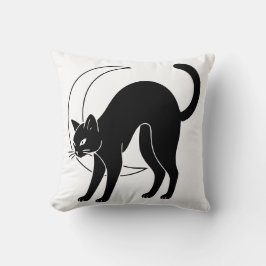 Cojín Decorativo Black Cat and Crescent Moon Line Art