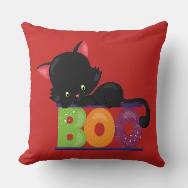 Cojín decorativo Black Cat Boo (Anverso)