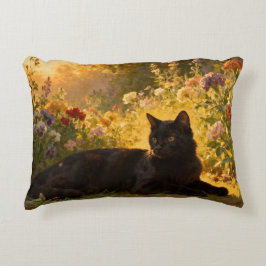 Cojín Decorativo Black Cat in the Flowers I