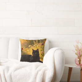 Cojín Decorativo Black Cat in the Flowers I