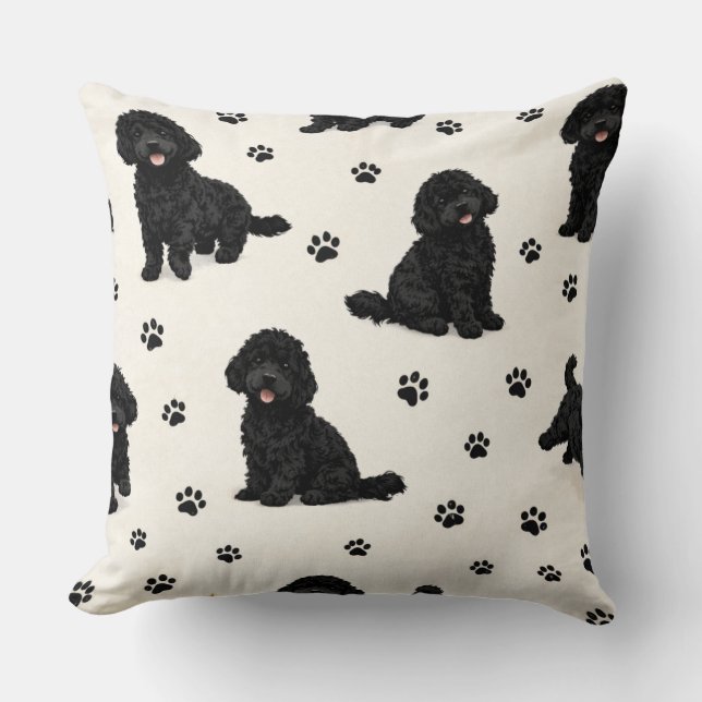 Cojín Decorativo Black Cockapoo Gift | Cute Dog Pattern Cushion (Anverso)