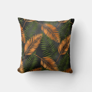 Cojín Decorativo Black Copper Brown Palm Tree Leaf Glam Tropical