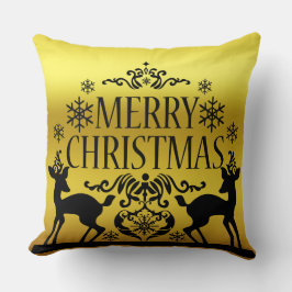 Cojín Decorativo Black Faux Gold Feliz Navidad Pillow decorativo