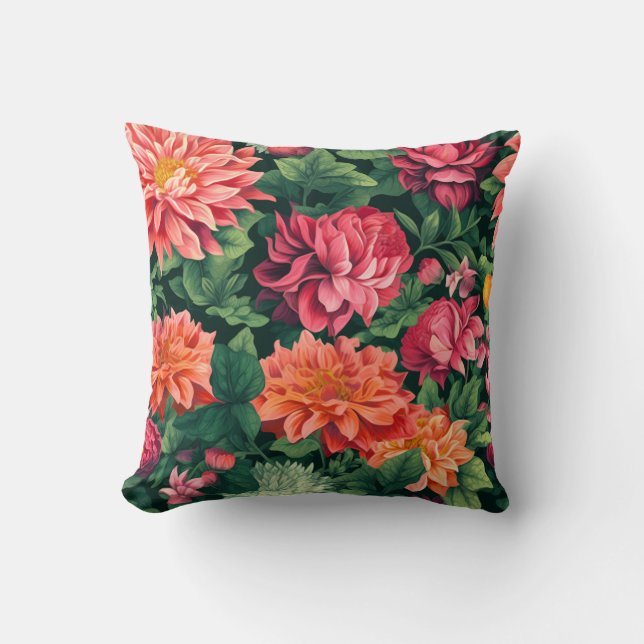 Cojín Decorativo Black Flower vibrant and orange pink (Anverso)