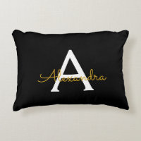 Black Gold Modern Script Girly Monograma Nombre