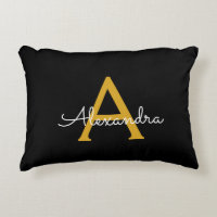 Black Gold Modern Script Girly Monograma Nombre