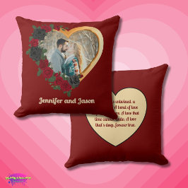 Cojín Decorativo Black & Gold Roses, Gold Heart Photo Frame