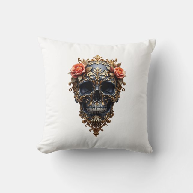 Cojín Decorativo Black/Gold Skull (Anverso)
