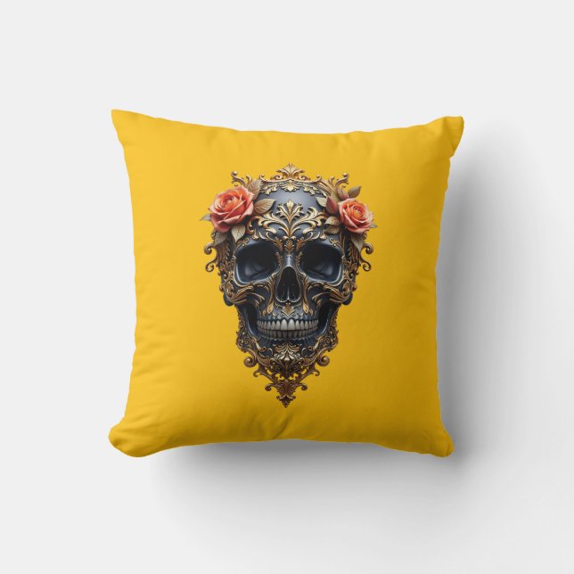 Cojín Decorativo Black/Gold Skull (Anverso)