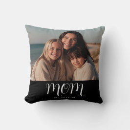 Cojín Decorativo Black Graceful Script Mom Established Photo
