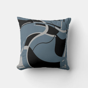 Cojín Decorativo Black Gray Slate Blue Swirt Resumen MCM Aspecto
