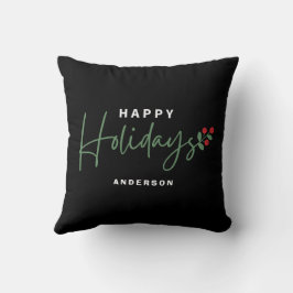 Cojín Decorativo Black Greeneration Red Script Feliz Navidad