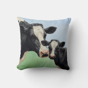 Cojín Decorativo Black Holstein Cow & Cute Calf