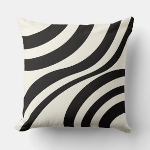 Cojín Decorativo Black Ivory Curved Stripe Abstract