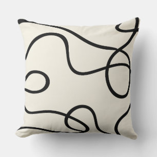 Cojín Decorativo Black Ivory Flowing Line Abstract