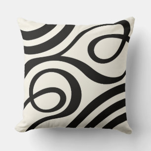 Cojín Decorativo Black Ivory Ribbon Curve Abstract