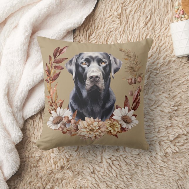 Cojín Decorativo Black Labrador Recuperever Dog Otumn Wreath (Manta)