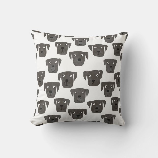 Cojín Decorativo Black Labrador Retriever Cute (Anverso)