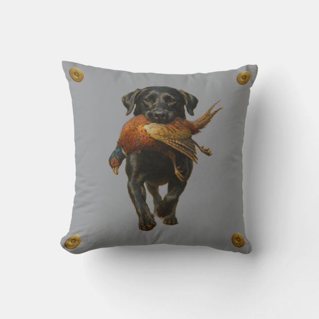 Cojín Decorativo Black Labrador Retriever & Pheasant throw cushion (Anverso)
