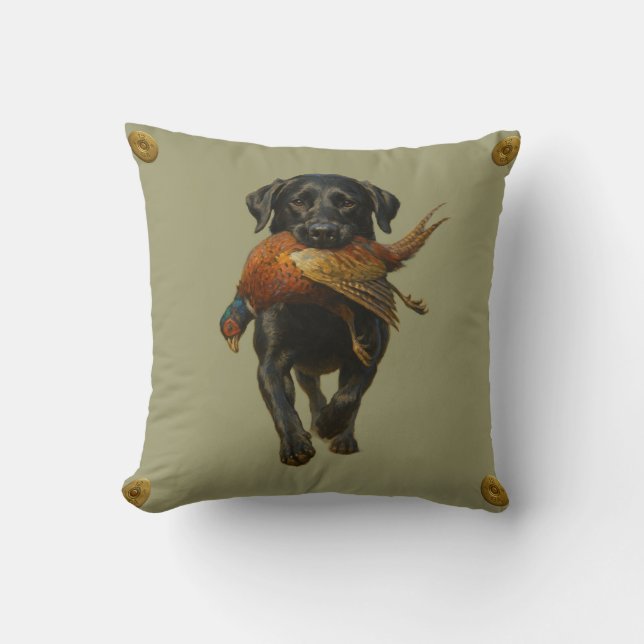 Cojín Decorativo Black Labrador Retriever & Pheasant throw cushion (Anverso)