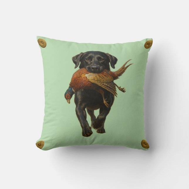 Cojín Decorativo Black Labrador Retriever & Pheasant throw cushion (Anverso)