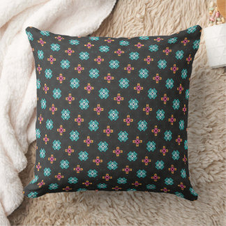 Cojín Decorativo Black Neon Geometric Cross Pattern Pillow