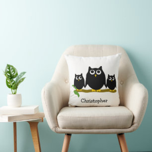 Cojín Decorativo Black Owls Diseño Personalizado