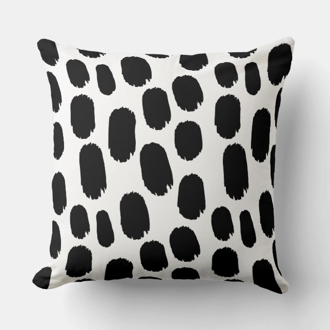 Cojín Decorativo Black Paintts Spots - Black on White (Anverso)