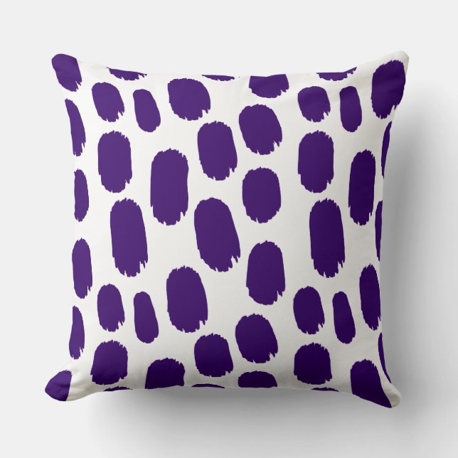 Cojín Decorativo Black Paintts Spots - Deep Purple on White (Anverso)