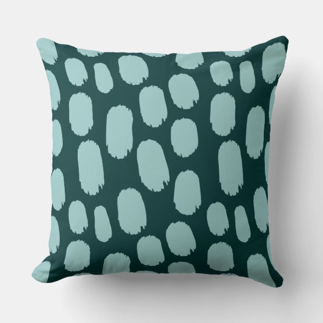 Cojín Decorativo Black Paintts Spots - Lt Blue Green en Dk Green (Anverso)