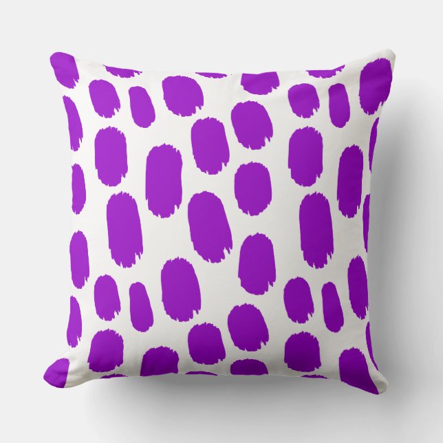 Cojín Decorativo Black Paintts Spots - Purple on White (Anverso)