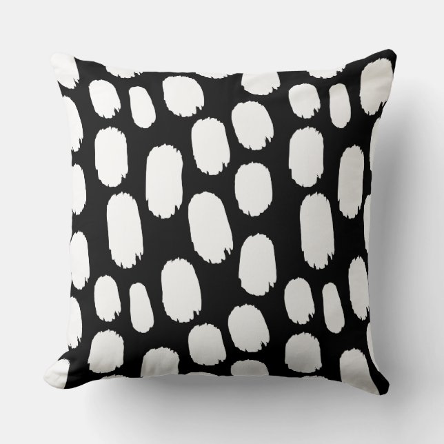 Cojín Decorativo Black Paintts Spots - White on Black (Anverso)