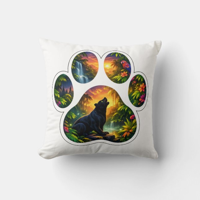 Cojín Decorativo Black Panther Jungle Paw Design (Anverso)