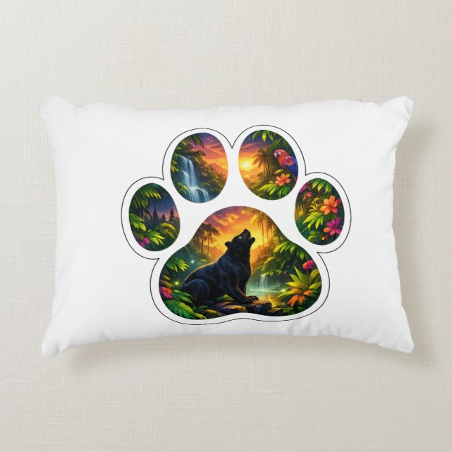 Cojín Decorativo Black Panther Jungle Paw Design (Anverso)
