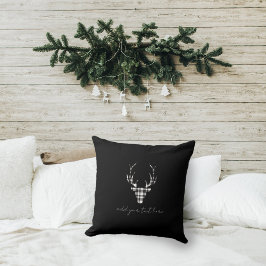Cojín Decorativo Black Plaid Deer Christmas