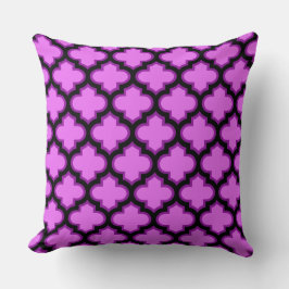 Cojín Decorativo Black Purple Quatrefoil Trellis Pillow