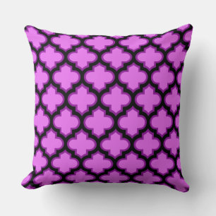 Cojín Decorativo Black Purple Quatrefoil Trellis Pillow