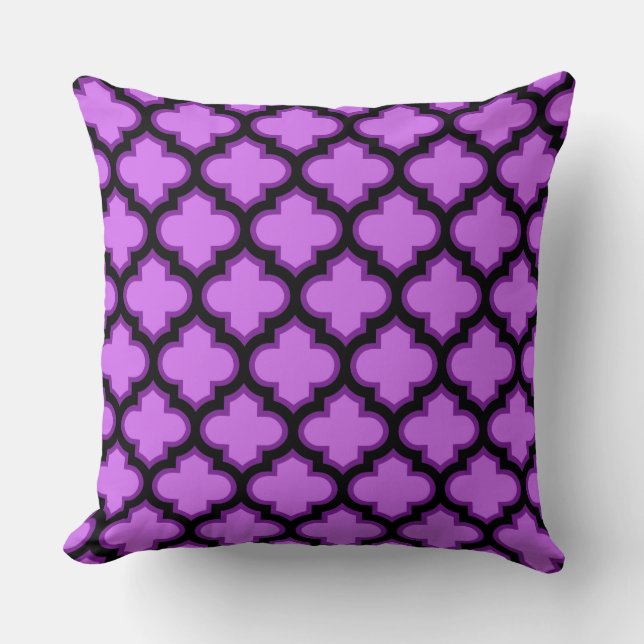 Cojín Decorativo Black Purple Quatrefoil Trellis Pillow (Anverso)