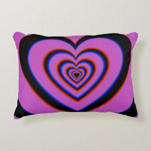 Cojín Decorativo Black Purple Trippy Hypnotic Heart Love Pattern