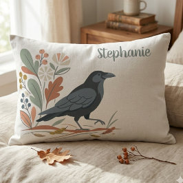 Cojín Decorativo Black Raven Bird Botanical Autumn