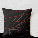 Cojín Decorativo Black Red Gray Modern Elegant Abstract<br><div class="desc">Modern throw pillow features an elegant abstract linear composition in black and red with gray accents. An elegant abstract design with an organic linear patttern features red and gray accents on a black background. The artistic design on the front is a layered composition to offer depth and perspective with the...</div>
