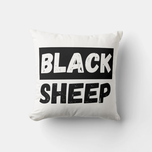 Cojín Decorativo Black Sheep Bold Distressed Rebel Streetwear Art (Anverso)