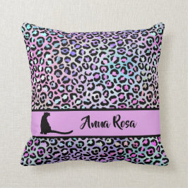 Cojín Decorativo *~* Black Spots Leopard Rainbow Animal Pattern