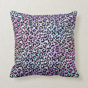 Cojín Decorativo *~* Black Spots Leopard Rainbow Animal Print