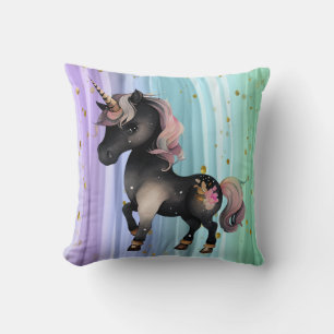 Cojín Decorativo Black Unicorn Púrpura Tail
